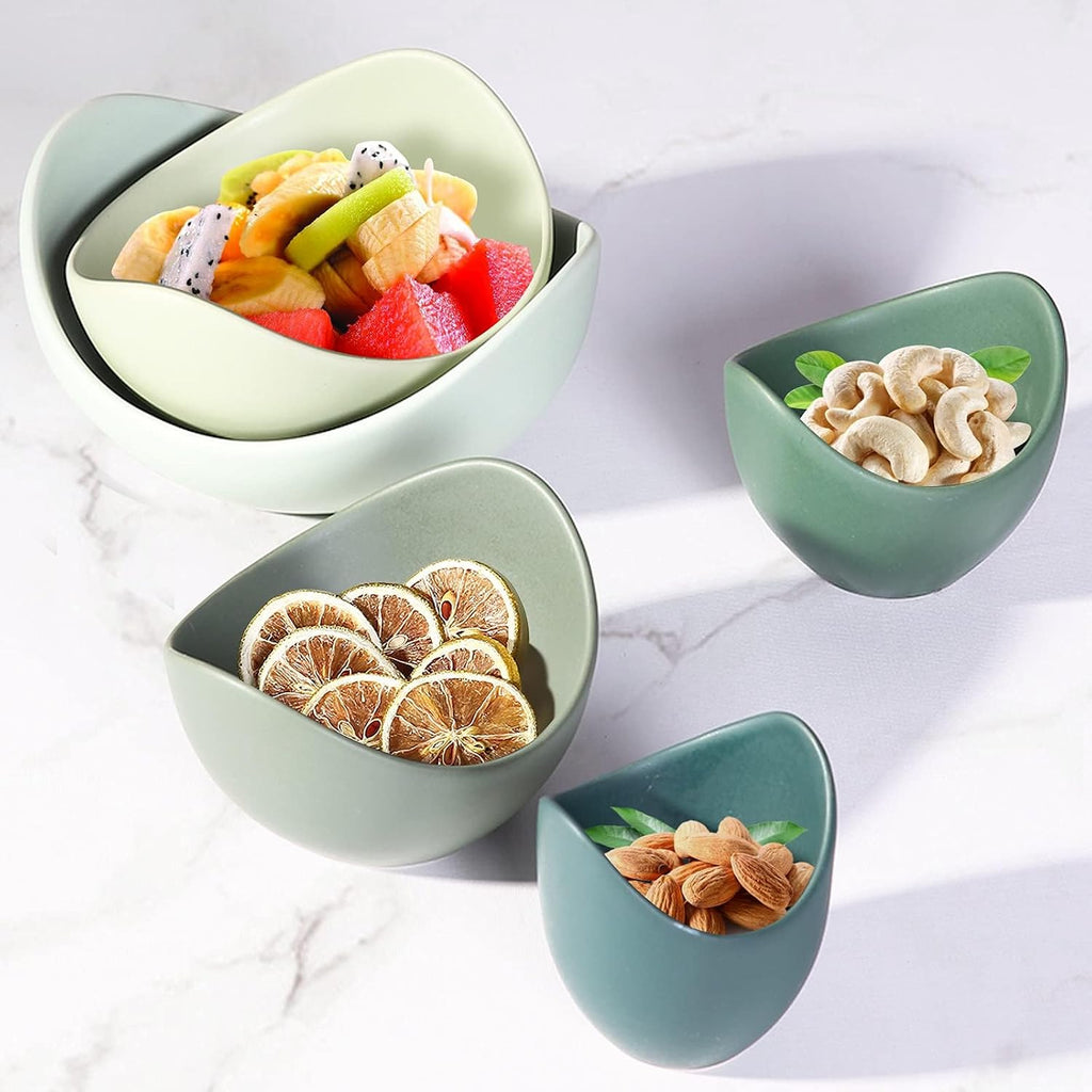 Notakia Salad Decorative Bowls Lotus Shaped Pasta Bowls Dishwasher Safe  Unique Angled Ceramic Bowls for Salad  Pasta  Soup  Rice  Prep  Ideal for Restaurant (Green)